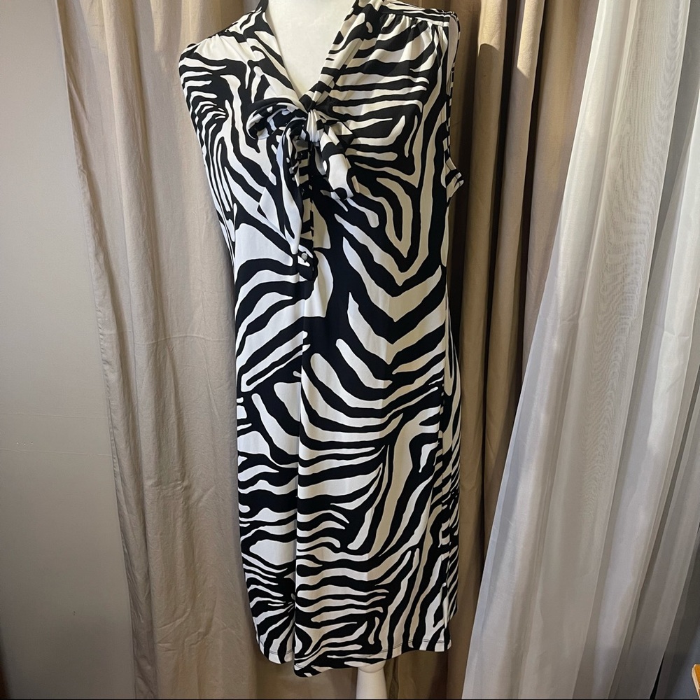 Liz Claiborne black/white sleeveless dress sz L